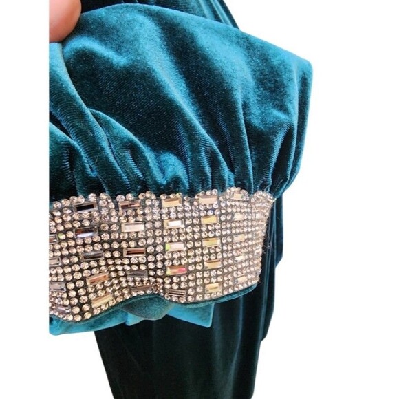 JM Studio by John Meyer Green Velvet Rhinestone Wrap Maxi Dress Size 20W - Picture 4 of 10